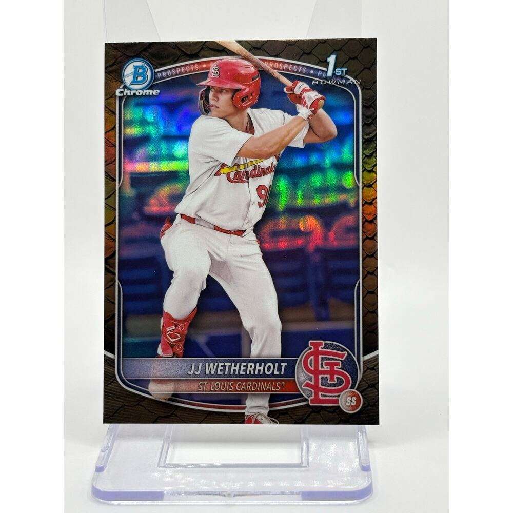 2025 Bowman Chrome JJ Wetherholt 1st Reptilian Refractor SP St Louis Cardinals